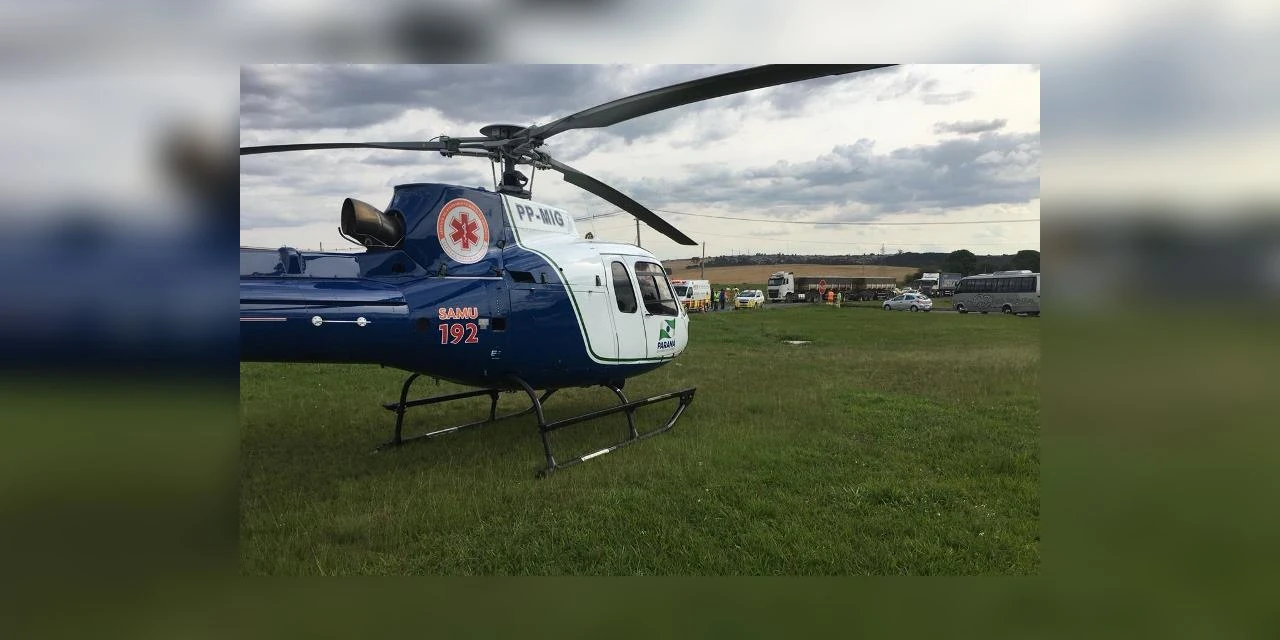 Helicóptero do Samu atende trabalhador atropelado na PR-151
