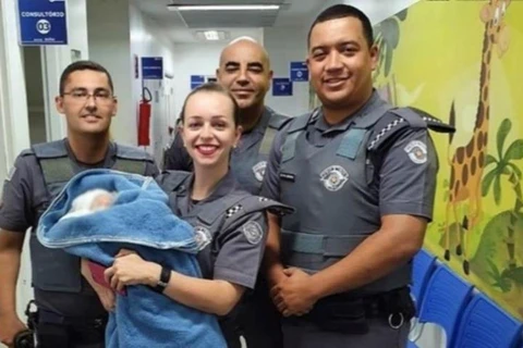 PMs resgatam com vida recém-nascida de bueiro em SP