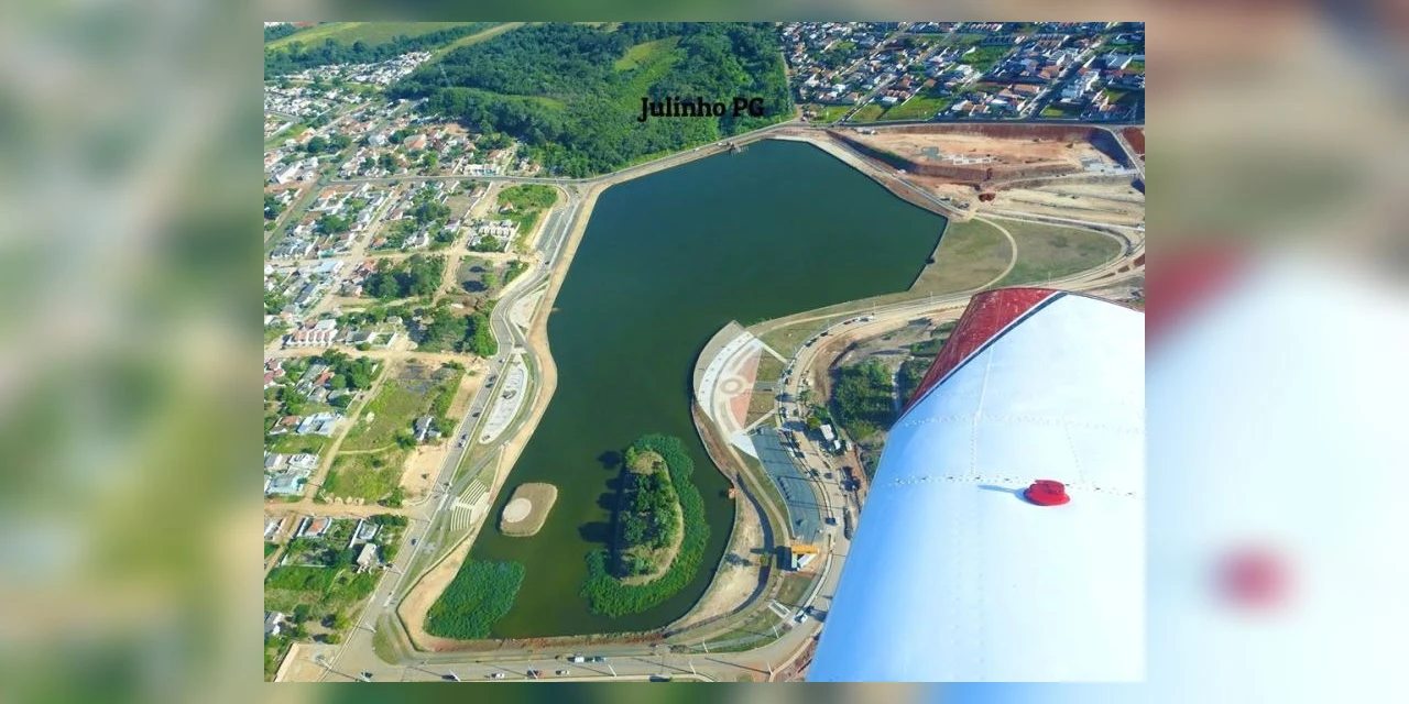 Imagens aéreas do Lago de Olarias chamam atenção dos Pontagrossenses