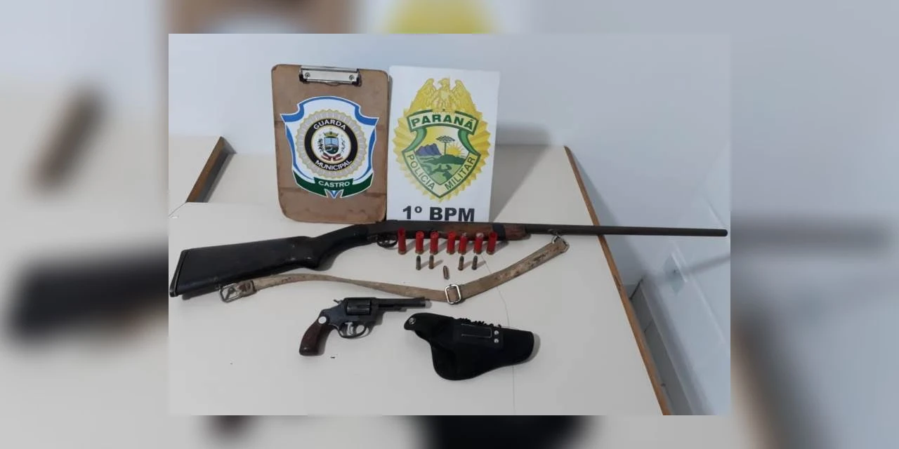 Homem é preso com revolver e espingarda após ameaçar a ex-companheira em Castro