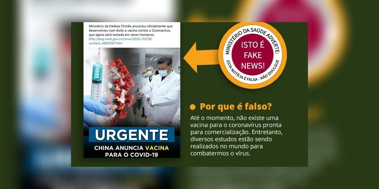 China anuncia vacina para coronavírus é fake news