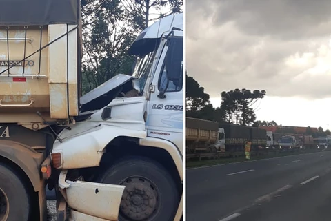 Colisão traseira próximo  ao viaduto da Santa Paula deixa transito lento