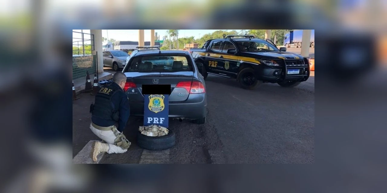 Policia flagra contrabandista com R$ 170 mil escondidos no estepe do veiculo