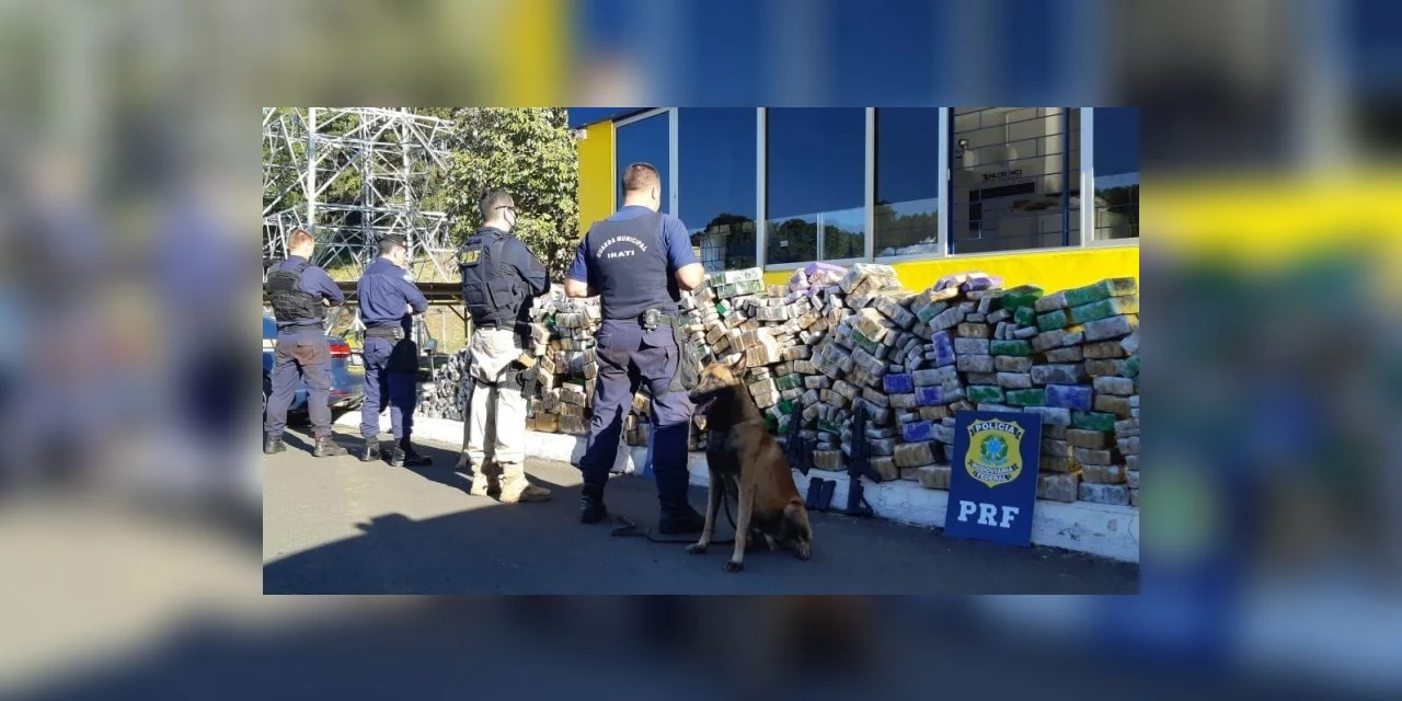 PRF e Guarda Municipal apreendem dois fuzis e 1,7 tonelada de maconha em Irati (PR)