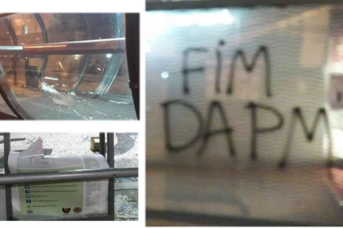 Ações de vândalos deixa rastro de destruição, após manifesto contra racismo em Curitiba