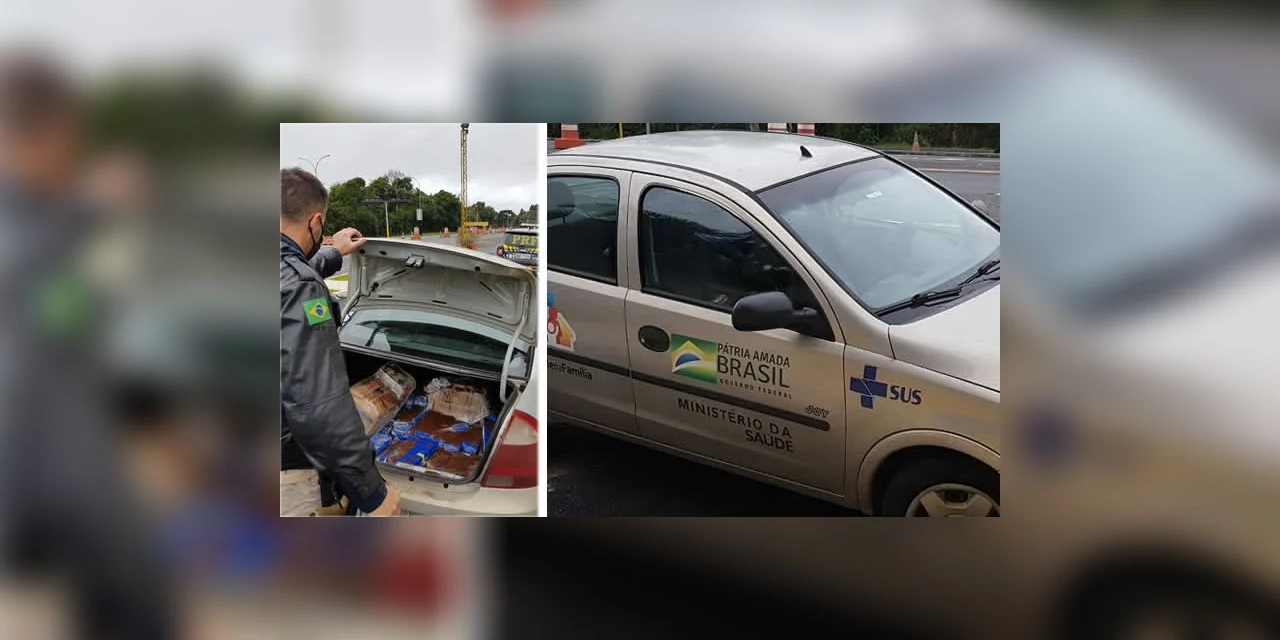 PRF apreende 150 kg de maconha em carro com plotagem falsa do Ministério da Saúde
