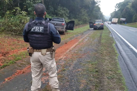 PRF troca tiros com traficante e apreende mais de meia tonelada de maconha na BR-277