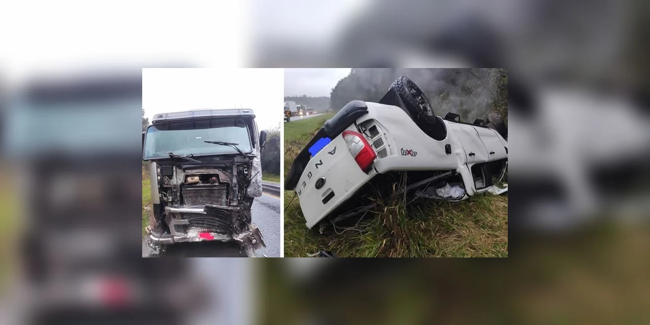 Colisão frontal entre camionete e caminhão em Tibagi faz uma vítima fatal