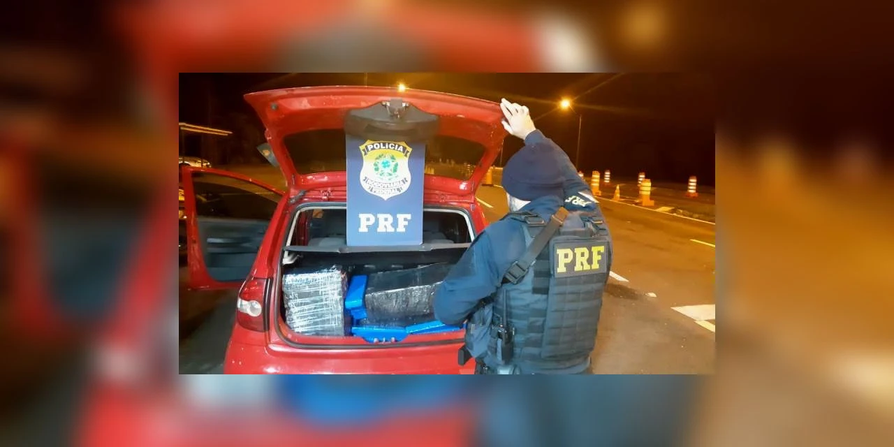 PRF apreende traficante de 21 anos com quase 200 quilos de maconha na madrugada