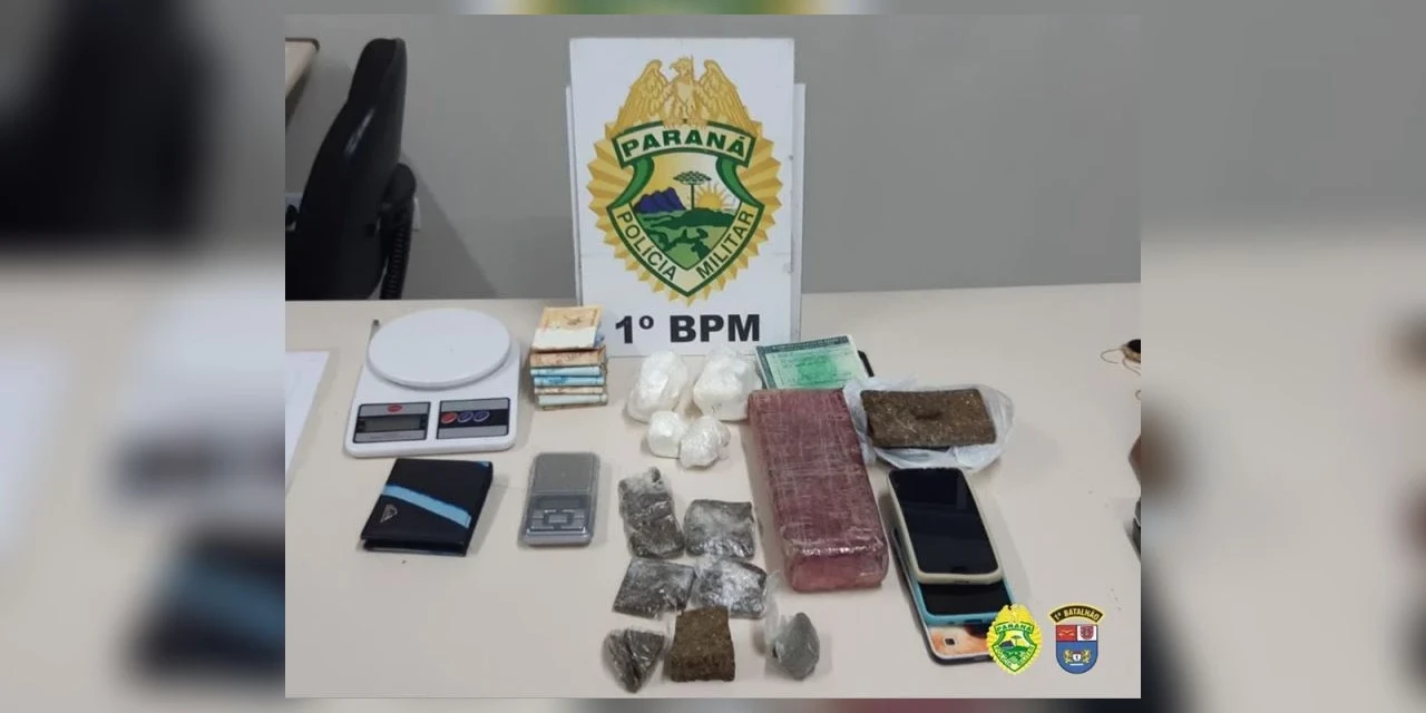 Casal e preso com mais de 1,4 quilos de drogas em PG