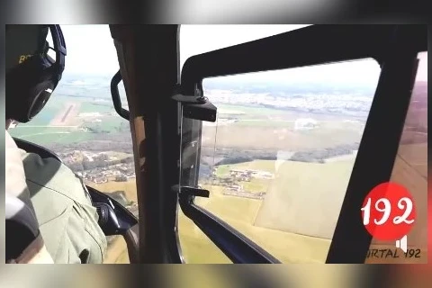 Imagens aéreas mostram transferência de paciente para Ponta Grossa