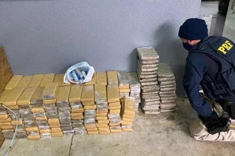 PRF apreende 206 quilos de maconha escondida dentro de mesas; destino da droga era PG