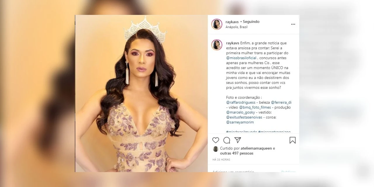 Rayka Vieira será a primeira mulher trans a disputar concurso de Miss Brasil