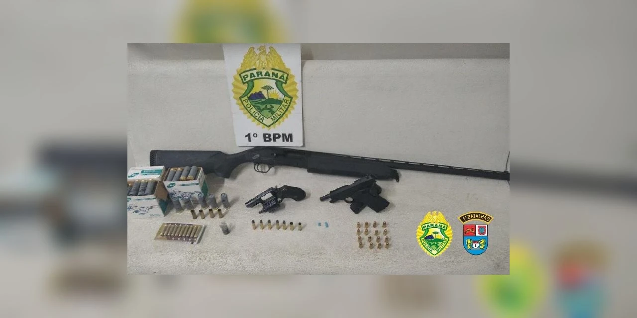 PM acaba com festa em chácara e apreende armas, munições e entorpecente em PG