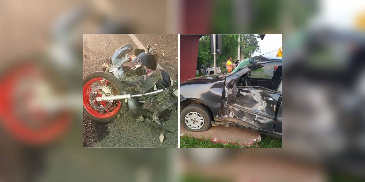 Homem morre após acidente entre carro e moto, na Souza Naves