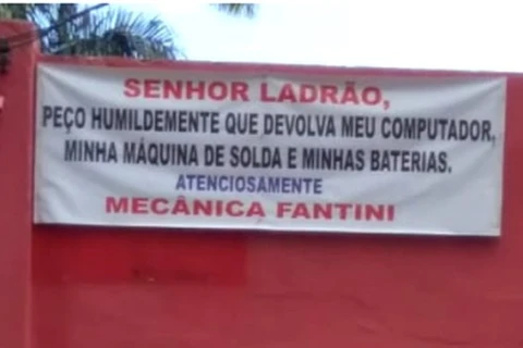 Mecânico pede que ladrão devolva objetos  furtados em BH