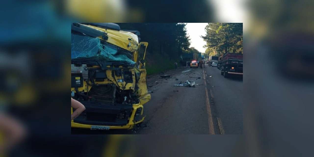 Colisão entre dois caminhões faz uma vítima fatal e deixa outra em estado grave