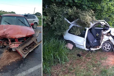 Veículos batem de frente na PR-151, em Palmeira