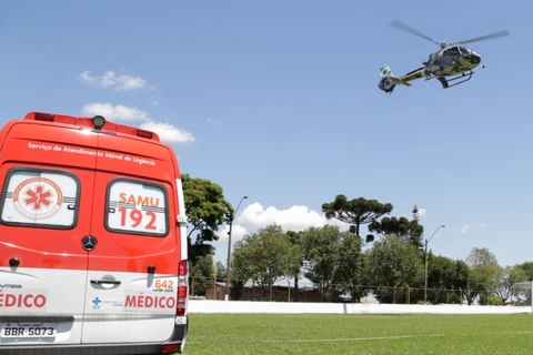 Helicóptero do Samu resgata jovem vítima de acidente em Guaragi