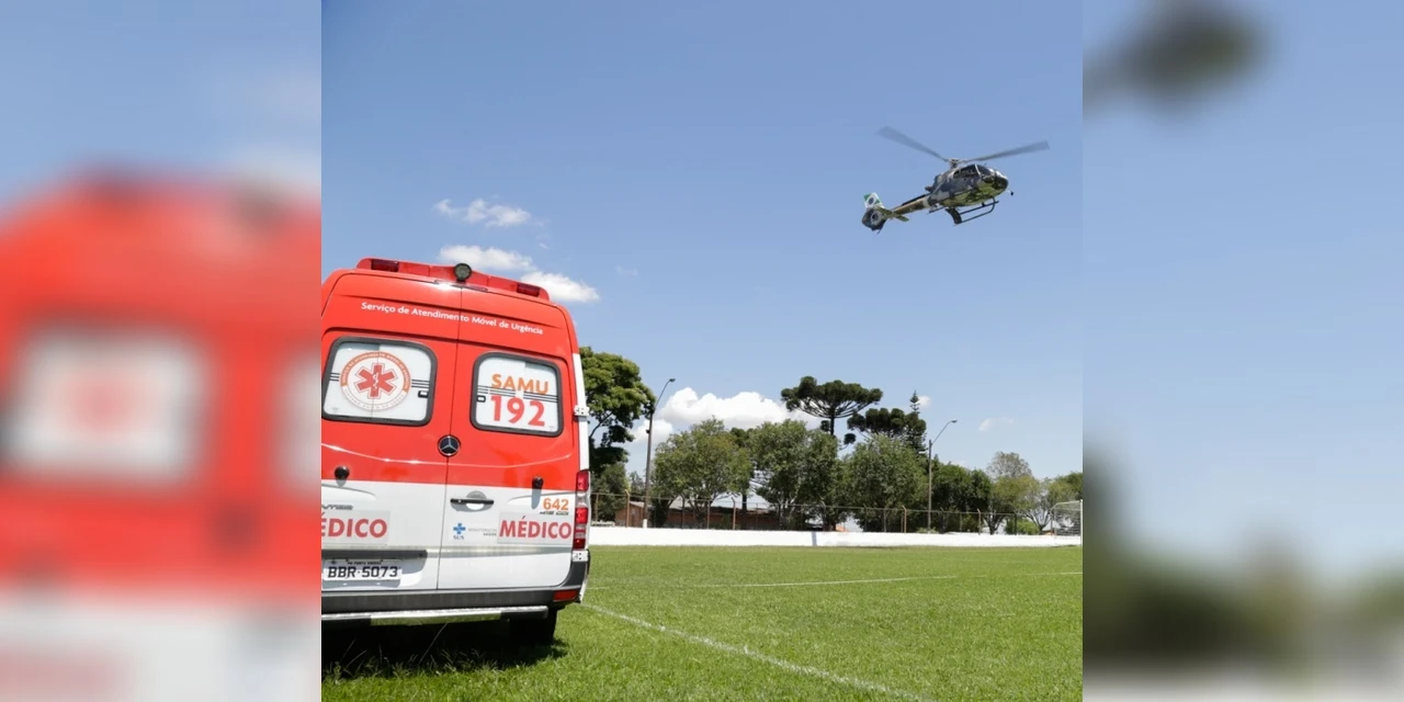 Helicóptero do Samu resgata jovem vítima de acidente em Guaragi