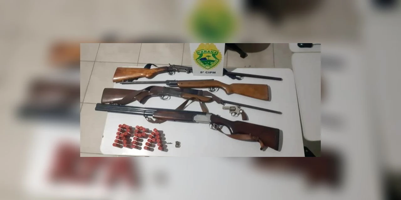 Homem fortemente armado faz família refém, em Irati