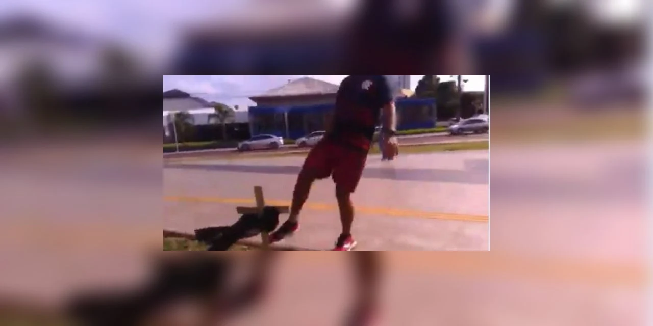 Homem chuta cruzes que lembram mortos pela Covid, em Toledo