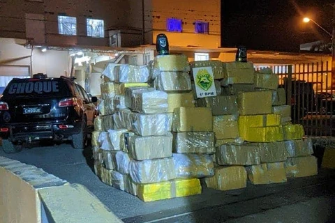 Polícia Militar apreende 3,6 toneladas de maconha no meio de carga de farelo de trigo em Prudentópolis