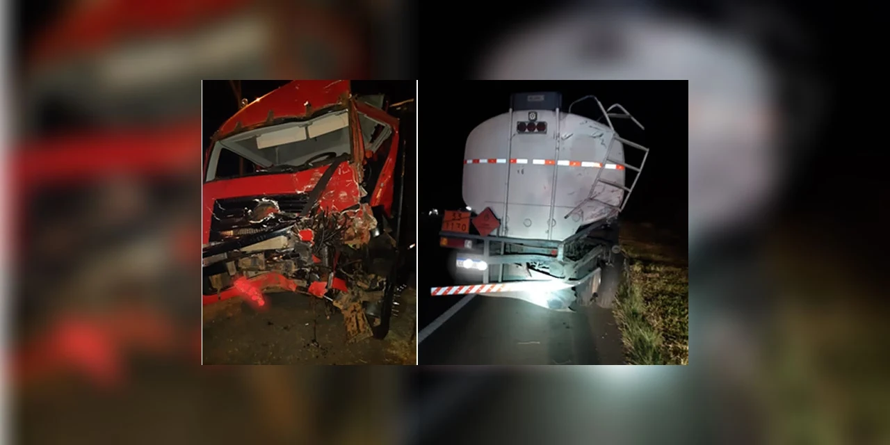 Motorista fica preso às ferragens após colisão traseira na BR-376