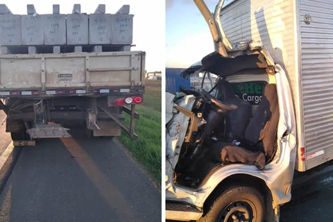 Motorista fica preso às ferragens após colisão traseira na BR-376, em Ponta Grossa