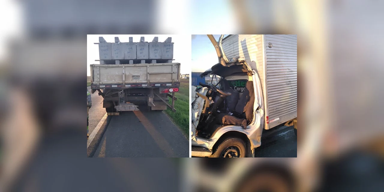 Motorista fica preso às ferragens após colisão traseira na BR-376, em Ponta Grossa