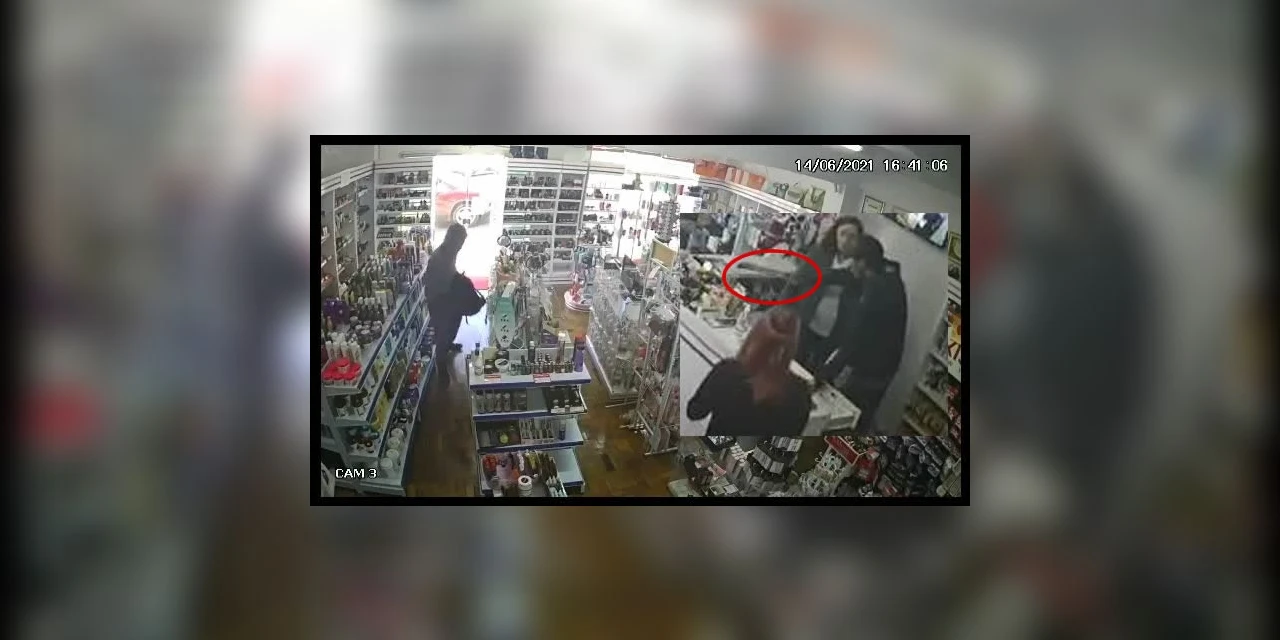 Vídeo mostra assaltantes armados de facão roubando loja de cosméticos no interior do Paraná