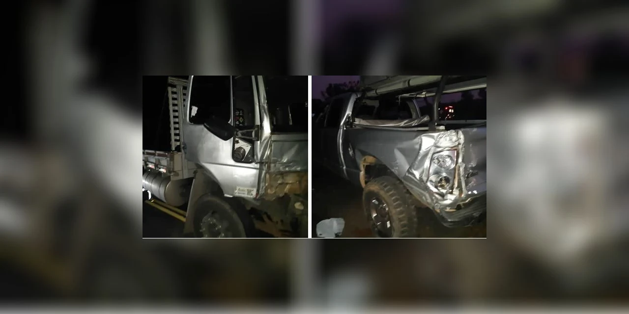 Colisão traseira entre caminhão e caminhonete deixa dois feridos na BR-373, em Ipiranga