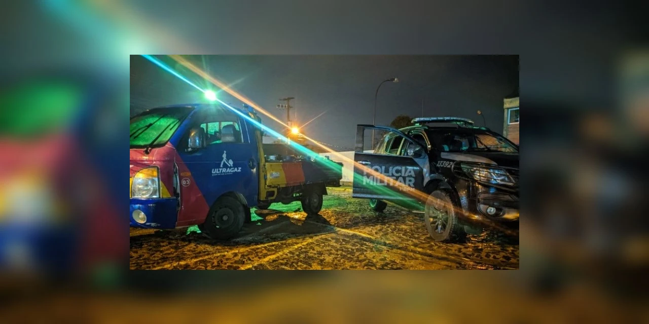 PM recupera picape de distribuidora de gás roubada em PG; suspeito foi preso