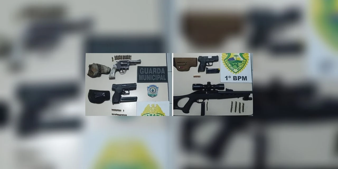 Polícia apreende armamento e três pessoas durante churrasco em Castro