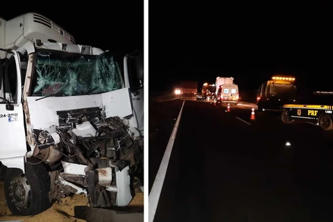 Colisão traseira próximo a Ambev deixa motorista preso as ferragens