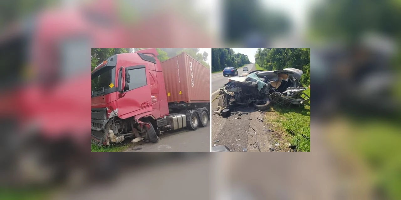 Colisão entre carro e caminhão faz uma vitima fatal em Ipiranga