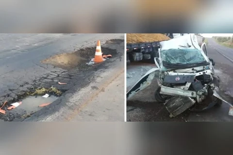 Buracos em rodovia causam acidente e deixa motorista com ferimentos; diz PRF
