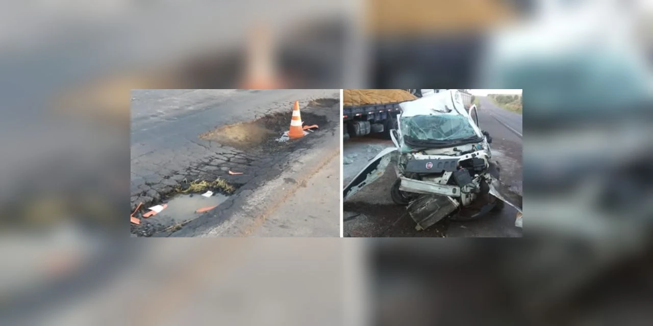 Buracos em rodovia causam acidente e deixa motorista com ferimentos; diz PRF
