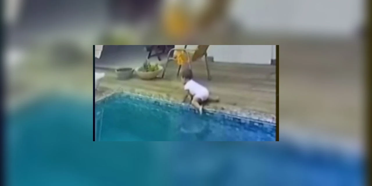 Irmãozinho avisa o pai que salva bebê que entrou em piscina; assista!