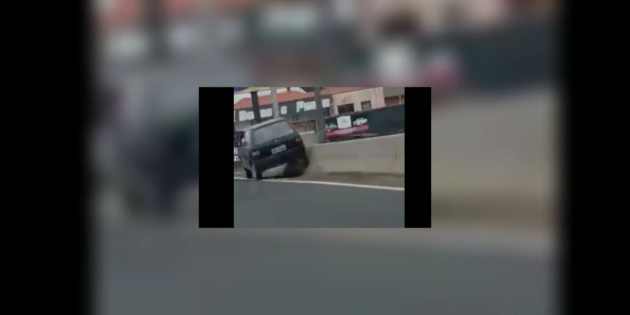 Motorista dirigindo alcoolizado bate em mureta e quase causa acidente em PG; Veja vídeo!