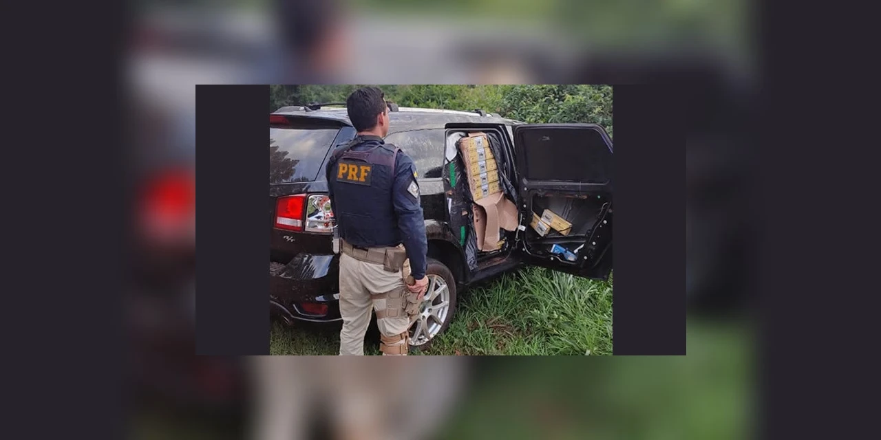 PRF apreende 25 mil maços de cigarros em carro roubado no Paraná