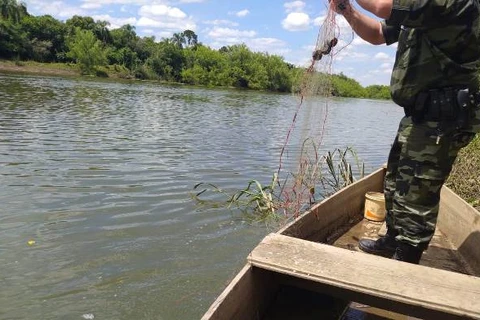 Força Verde apreende quase 120 metros de redes de pesca no rio Iguaçu