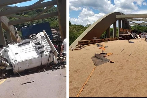 Motorista perde controle de direção e atinge ponte na BR-277, em Cantagalo