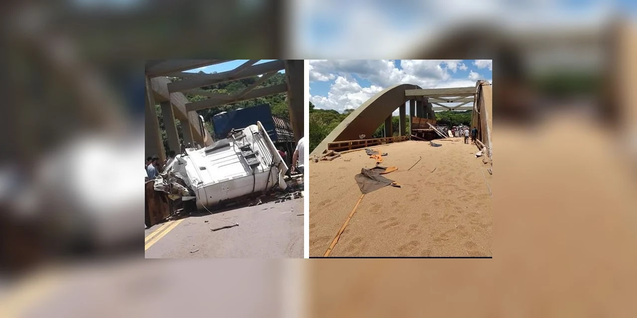 Motorista perde controle de direção e atinge ponte na BR-277, em Cantagalo