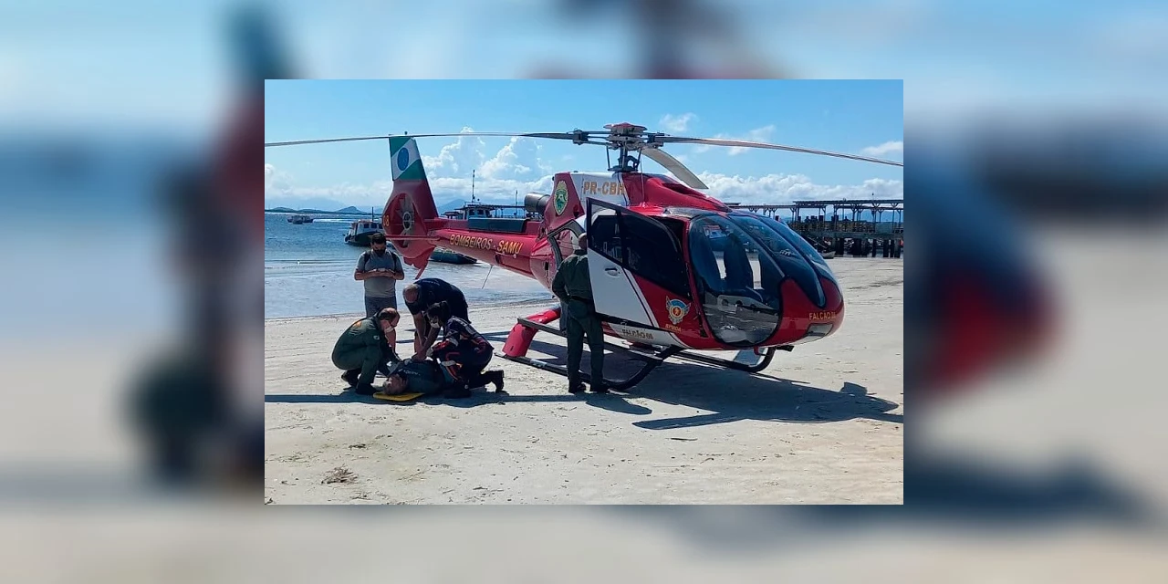 BPMOA leva vítima de AVC da Ilha do Mel a hospital de Paranaguá em sete minutos