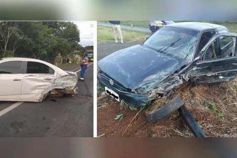 Colisão frontal entre dois automóveis deixa uma pessoa com ferimentos na BR-373, em Guamiranga