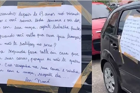 Após descobrir traição mulher deixa carta no carro; "crie vergonha na cara e va morar com a moça"”