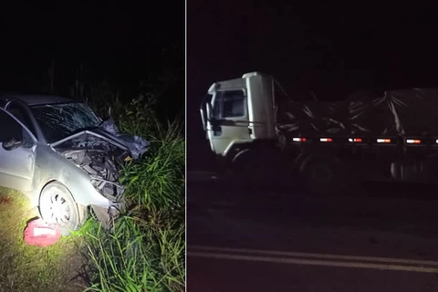 Colisão entre carro e caminhão deixa uma pessoa ferida na PR-438, em Ponta Grossa