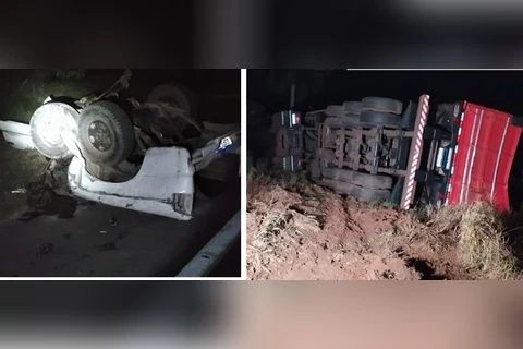 Batida frontal entre camionete e carreta deixa um morto, em Ipiranga