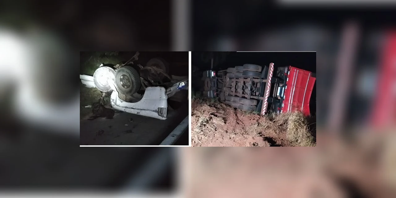 Batida frontal entre camionete e carreta deixa um morto, em Ipiranga